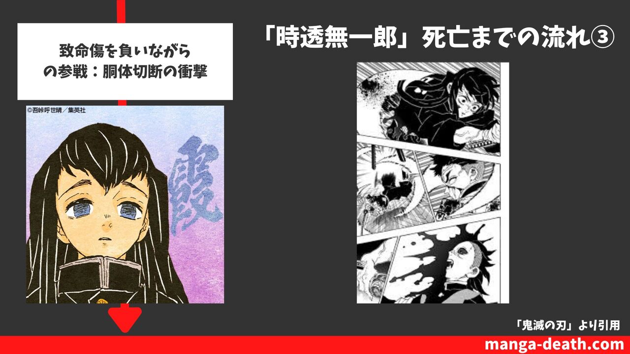 致命傷を負いながらの参戦：胴体切断の衝撃（20巻175話）